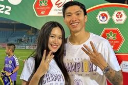 Doãn Hải My và bạn trai Đoàn Văn Hậu trong ngày CLB Hà Nội vô địch V-League