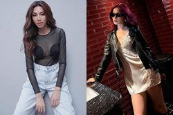 Chi Pu biến váy ngủ thành đồ dạo phố, Thùy Tiên mặc áo không nội y