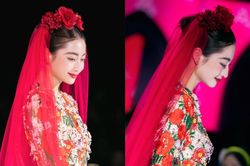 Lương Thùy Linh e ấp làm cô dâu trong chiếc áo dài cưới đỏ rực