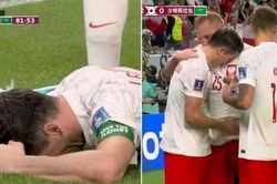 Giải hạn tại World Cup, Lewandowski úp mặt xuống sân khóc nức nở