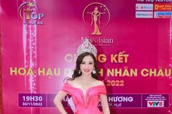 Hoa hậu Vũ Ngọc Anh đội vương miện, diện váy quyến rũ trên thảm đỏ chung kết Miss Asian 2022