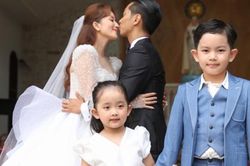 Con trai, con gái Khánh Thi - Phan Hiển 'chiếm sóng' bố mẹ trong 3 bộ ảnh cưới
