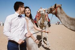 Bộ ảnh cưới hiếm hoi của hoa hậu Ngọc Hân và chồng tại Ai Cập