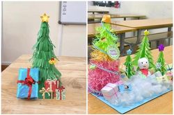 Cây thông Noel tự chế của học sinh khiến netizen thích thú