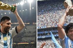 Messi sao chép chính xác tư thế nâng cúp của Maradona