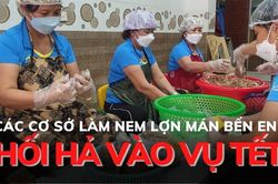 Các cơ sở làm nem lợn mán Bến En hối hả vào vụ Tết