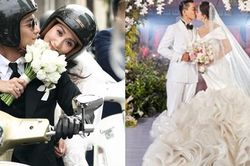Đám cưới Khánh Thi - Phan Hiển: Nụ cười hạnh phúc của cô dâu khi chú rể đi xe máy đến đón