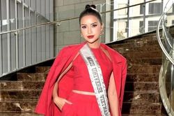 Ngọc Châu mặc áo yếm trong ngày đầu thi Miss Universe