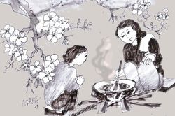 Gian bếp ngày xuân