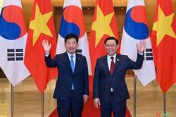 Chủ tịch Quốc hội Vương Đình Huệ đón, hội đàm với Chủ tịch Quốc hội Hàn Quốc Kim Jin Pyo