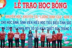 Sóc Trăng: Trao hơn 1,2 tỉ đồng học bổng Lương Định Của khích lệ học sinh, sinh viên hiếu học