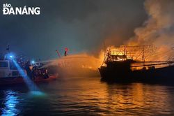 Cháy tàu cá tại âu thuyền Thọ Quang