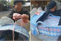 Sợ không kịp chứng kiến cháu gái lấy chồng, cụ ông tự tay đan chiếc nôi thật đẹp tặng trước cho chắt