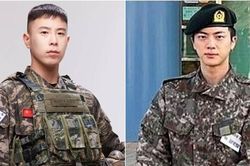 Hình ảnh trang nghiêm nhưng lôi cuốn của Jin BTS và P.O Block B trong bộ quân phục