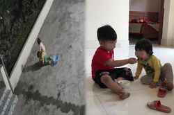 Xót xa hình ảnh 2 đứa trẻ không mẹ, anh trai mới 3 tuổi đã phải thay cha chăm sóc em gái