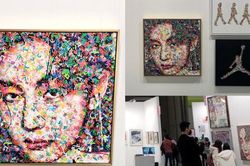 Tác phẩm nghệ thuật mô tả V BTS được trưng bày tại triển lãm World Art Expo Seoul 2023