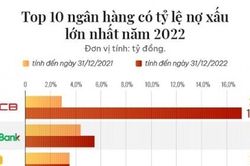 Loạt ngân hàng có tỷ lệ nợ xấu cao nhất năm 2022