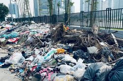 Đường mới mở đã 'ngập' rác thải
