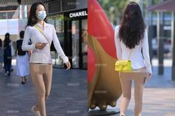 Mặc quần legging như không xuống phố, cô gái gây khó chịu