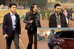 Con trai bầu Hiển bị soi 'kém ga lăng' với vợ hoa hậu