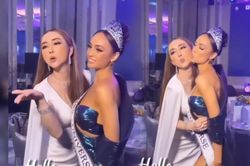 Bà chủ Miss Universe chu môi, hôn gió bên cạnh đương kim Hoa hậu khiến netizen thở dài