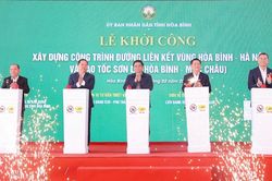 Thủ tướng dự lễ khởi công đường liên kết vùng Hòa Bình - Hà Nội và cao tốc Sơn La