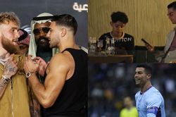 Sau khi lập hat-trick, Ronaldo tới xem trận boxing tỷ view ở Saudi Arabia