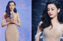Địch Lệ Nhiệt Ba mặc váy bó sát mỏng manh