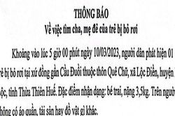 Thừa Thiên - Huế: Tìm người thân cho bé trai bị bỏ rơi