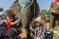 Hàng nghìn người thích thú ngắm nhìn những chú voi Bản Đôn được trang điểm lộng lẫy