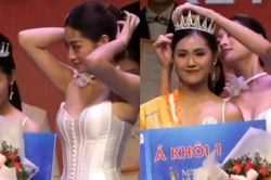 Hoa hậu Lương Thùy Linh có hành động tinh tế khi trao vương miện tại trường đại học