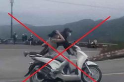 Cặp đôi đi xe SH 'làm xiếc' tại đèo Hải Vân gây nhức nhối