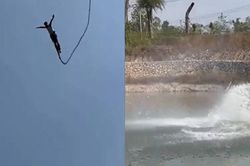 Rợn người khoảnh khắc chàng trai bị đứt dây khi nhảy bungee mạo hiểm