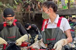 Hoa hậu Thùy Tiên nhặt rác quanh thành phố