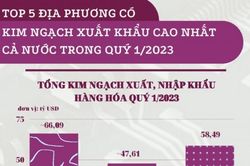 Top 5 địa phương có kim ngạch xuất khẩu cao nhất cả nước trong quý 1/2023