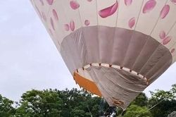 Hy hữu khinh khí cầu tham gia lễ hội tại Huế đáp xuống nghĩa trang