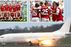 Máy bay chở đội Arsenal bốc cháy dữ dội ngay trên đường băng