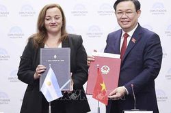 Chủ tịch Quốc hội Vương Đình Huệ hội đàm với Chủ tịch Hạ viện Cộng hòa Argentina