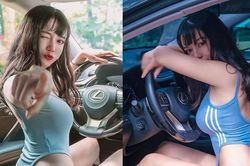 Hot girl xinh đẹp diện bikini khoe dáng bốc lửa trong xe sang