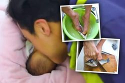 Người đàn ông dùng chân nấu ăn, chăm vợ đẻ gây 'bão' mạng