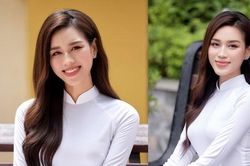 Hoa hậu Đỗ Thị Hà diện áo dài trắng, khoe nhan sắc trong veo
