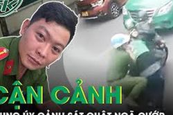 Cận cảnh trung úy cảnh sát bị xịt hơi cay nhưng vẫn đủ sức quật ngã tên cướp