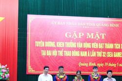 Quảng Bình thưởng 'nóng' các VĐV giành huy chương SEA games 32