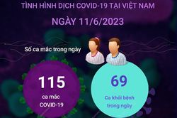 Ngày 11/6/2023: Cả nước ghi nhận 115 ca COVID-19 mới, 69 F0 khỏi bệnh