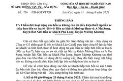 Dừng hoạt động của 3 bến xe không đủ điều kiện thiết lập bến xe thấp hơn bến xe loại 6