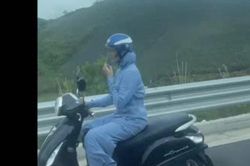 Clip: Nữ 'ninja' phóng xe máy vi vu trên cao tốc