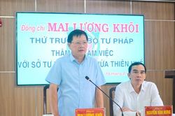 Thứ trưởng Bộ Tư pháp Mai Lương Khôi thăm và làm việc với Sở Tư pháp Thừa Thiên Huế