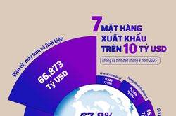 7 mặt hàng xuất khẩu trên 10 tỷ USD của Việt Nam sau 8 tháng