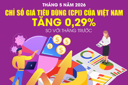 Chỉ số giá tiêu dùng tháng 5-2026 tăng 0,29%