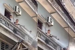Công an vào cuộc xác minh người đàn ông xịt nước vào thợ đang tháo dỡ công trình